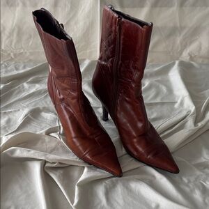 Nine West Cognac Brown Heeled Boots